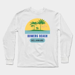 Retro Bowers Beach Delaware Sunset Long Sleeve T-Shirt